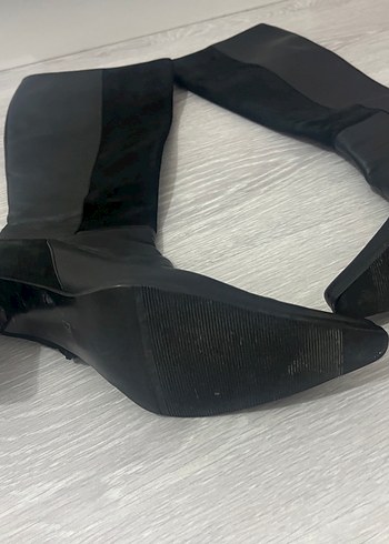 39 Beden Siyah Süet Dizüstü Topuklu Kadın Çizme