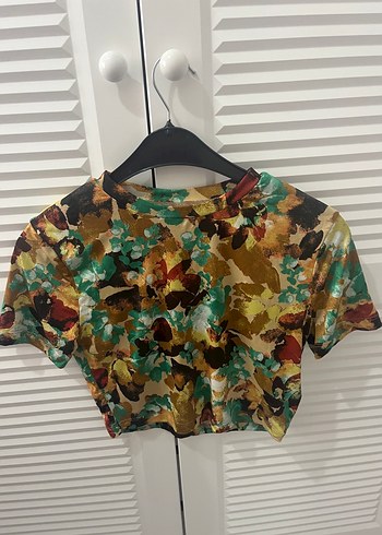 m Beden çeşitli Renk Renkli Tie-Dye Kısa Kollu Kadın Bluz