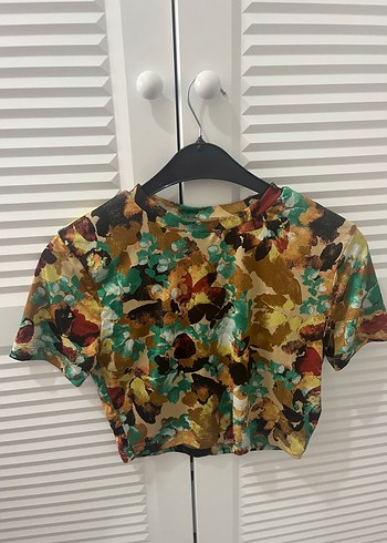 Renkli Tie-Dye Kısa Kollu Kadın Bluz