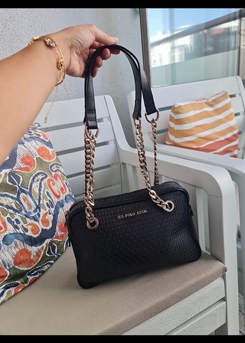 Beden U.S. Polo Assn. Siyah Zincir Detaylı Deri Çanta Orjınal