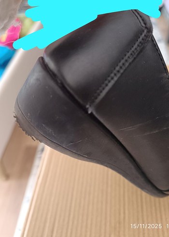 Siyah Tokalı Blok Topuk Kadın Babet - Görsel 5