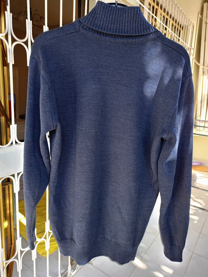 Erkek Lacivert Boğazlı Yün Kazak - Görsel 3