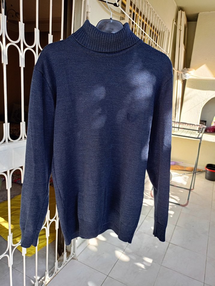 Erkek Lacivert Boğazlı Yün Kazak - Görsel 2