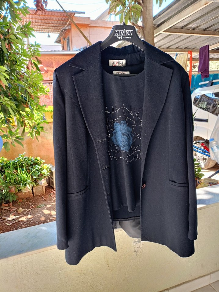 Siyah tisortlü ikili Kadın Blazer Ceket - Görsel 2