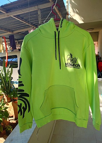 Yeşil Kapüşonlu Fermuarlı Kısa Sweatshirt