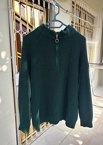 Erkek Haki Renk Boğazlı Triko Kazak - Görsel 5