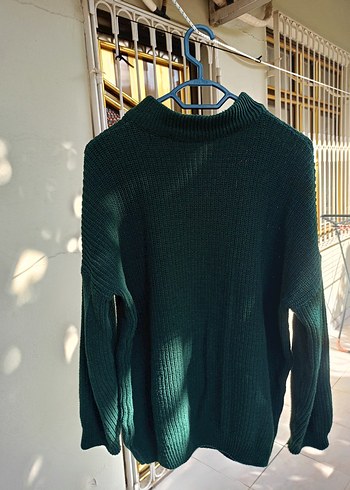 Erkek Haki Renk Boğazlı Triko Kazak - Görsel 3