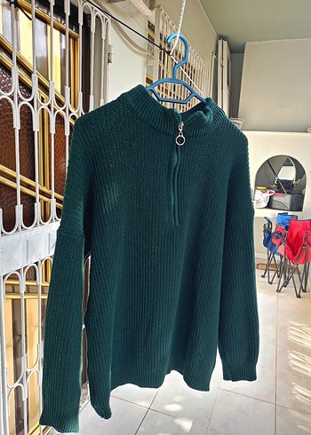 Erkek Haki Renk Boğazlı Triko Kazak - Görsel 6