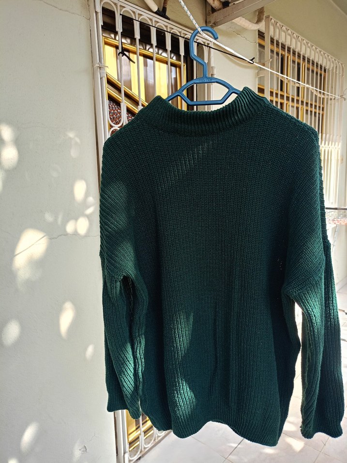 Erkek Haki Renk Boğazlı Triko Kazak - Görsel 4