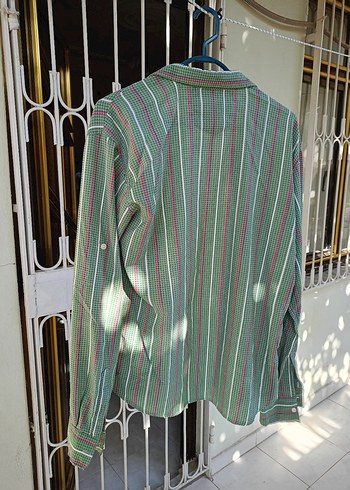 Uzun Kollu Yeşil Bağlama Desenli Gömlek - Görsel 5