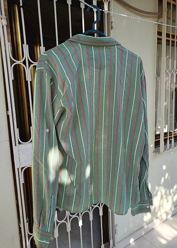 Uzun Kollu Yeşil Bağlama Desenli Gömlek - Görsel 4