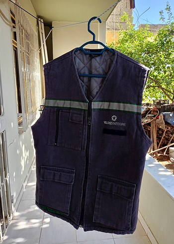 Açik Gri Kot Kolsuz Fermuarlı Erkek Yelek - Görsel 7