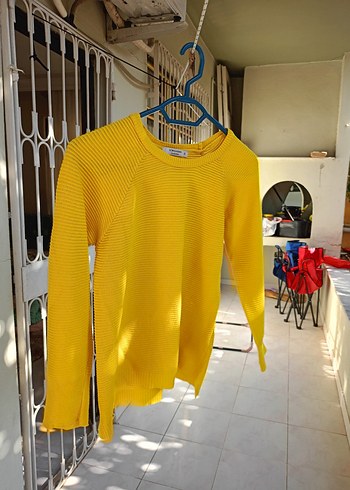 Hardal sarisi Kadın Triko Uzun Kollu Kazak - Görsel 3