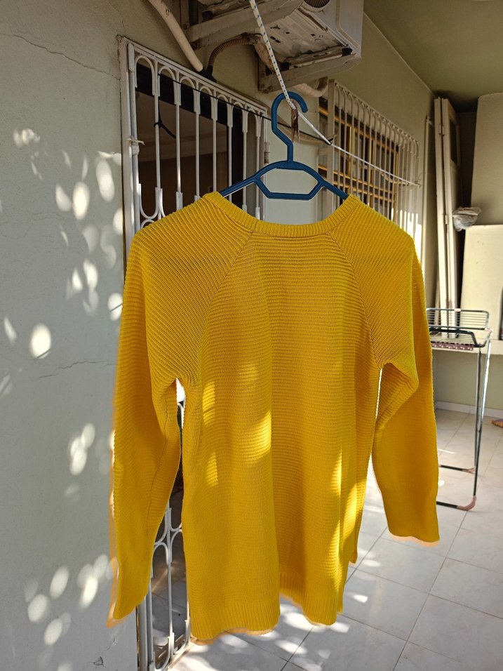 Hardal sarisi Kadın Triko Uzun Kollu Kazak - Görsel 4