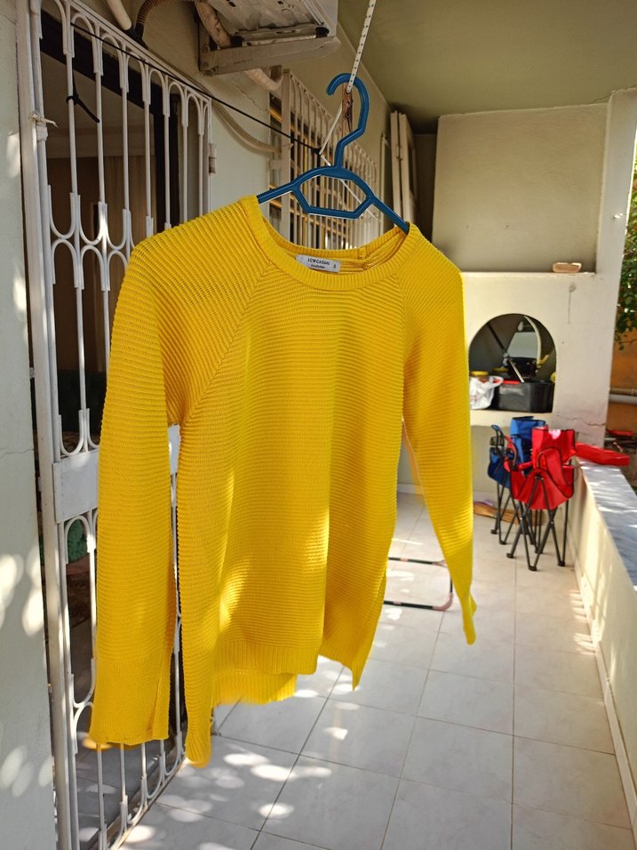 Hardal sarisi Kadın Triko Uzun Kollu Kazak - Görsel 3