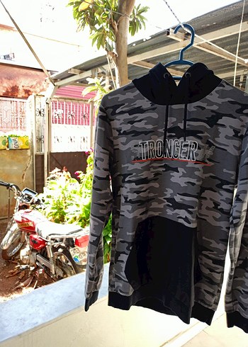 Gri Kamuflaj Desenli  Sweatshirt - Görsel 3