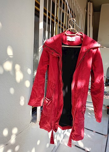 Miss Sixty Kırmızı Süet Midi Boy Fermuarlı Ceket