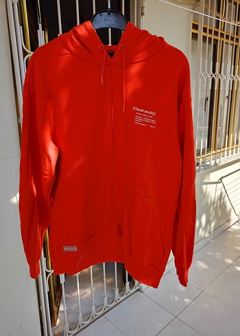 Turuncu Renkte Kapüşonlu Erkek Sweatshirt