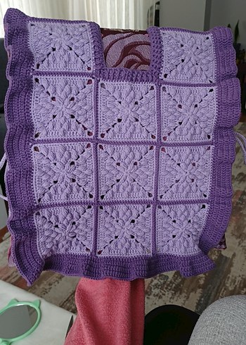 Kız Çocuk Mor Örgü Bohem Süveter - Görsel 4