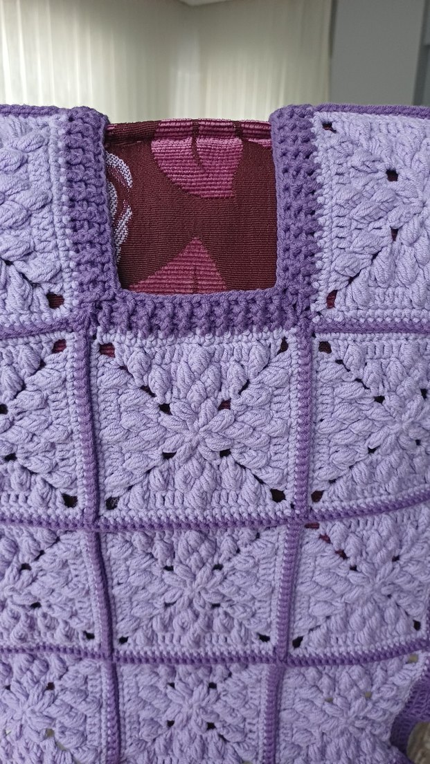 Kız Çocuk Mor Örgü Bohem Süveter - Görsel 5