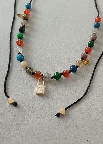 Akik Doğal Taşlı Bohem Kolye - Görsel 5