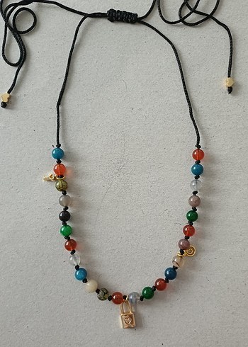 Akik Doğal Taşlı Bohem Kolye - Görsel 2