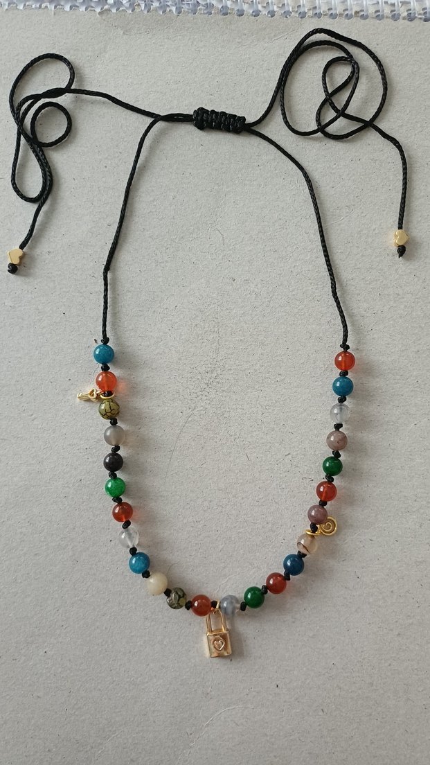 Akik Doğal Taşlı Bohem Kolye - Görsel 3