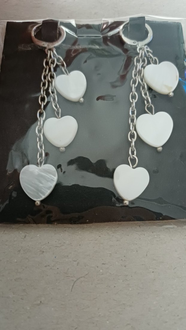 Sedef Doğal Taşlı Zincir Detaylı Midi Küpe - Görsel 2