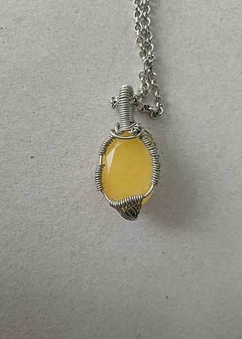 Kalsit Doğal Taşlı Bohem Kolye - Görsel 3