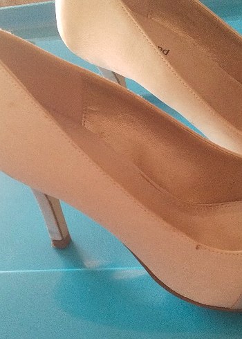 37 Beden Bej Pilili Kadın Stiletto Abiye Ayakkabı