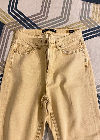s Beden Tereyağ rengi mom jeans