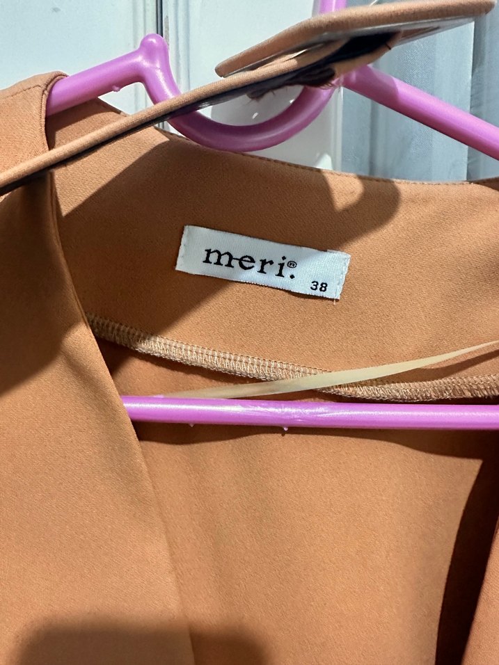 Kemerli Midi Kiremit Kadın Ceket - Görsel 4