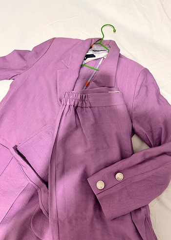 Mor Keten Kumaşlı Ofis Takım Elbise - Görsel 4