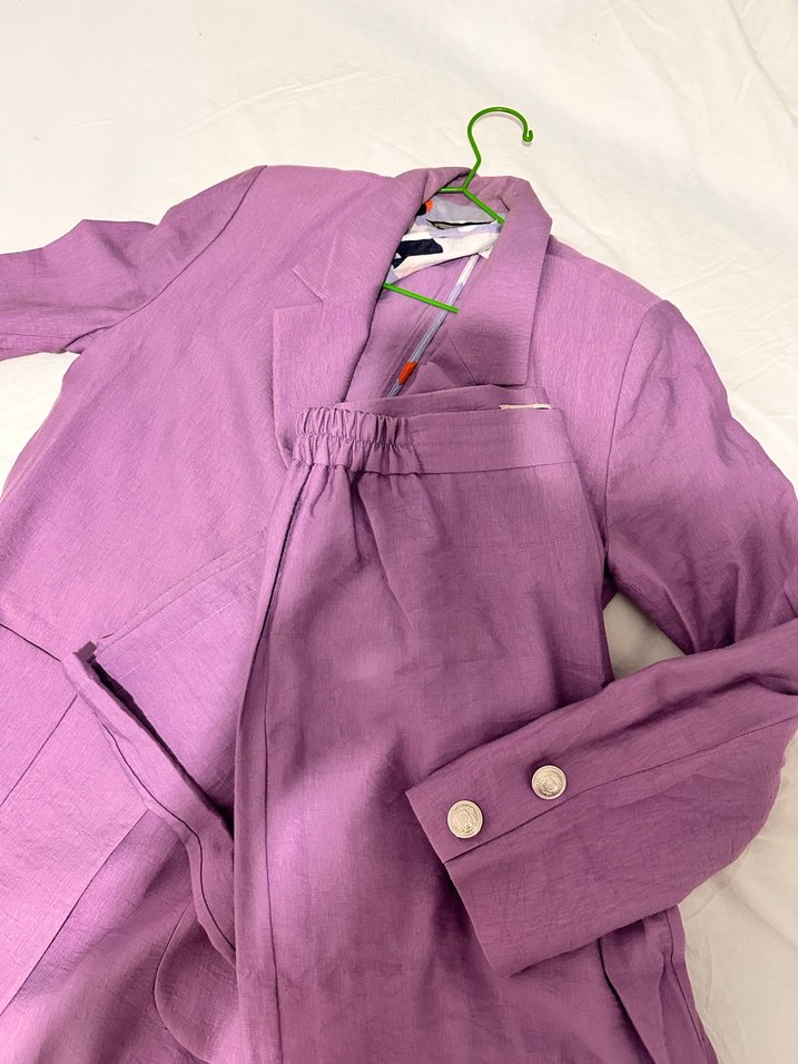 Mor Keten Kumaşlı Ofis Takım Elbise - Görsel 4