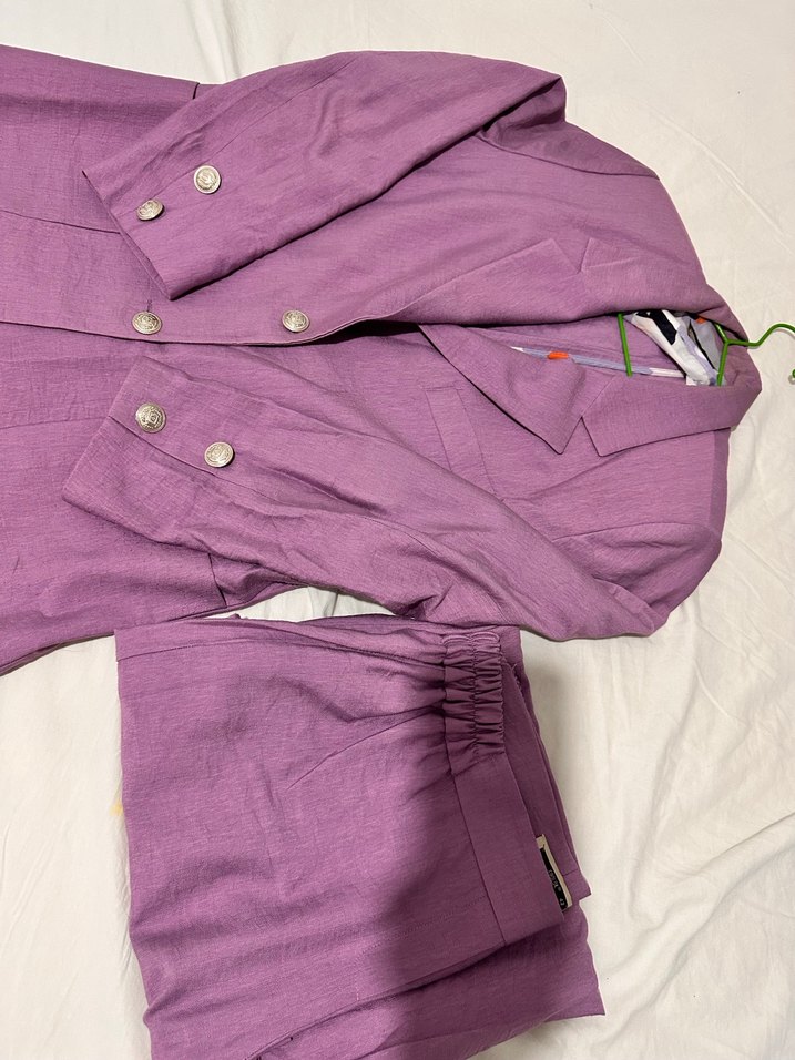 Mor Keten Kumaşlı Ofis Takım Elbise - Görsel 2