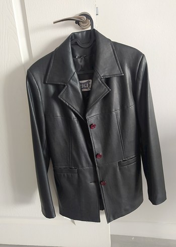 Siyah Orijinal Deri Blazer Ceket - Görsel 2