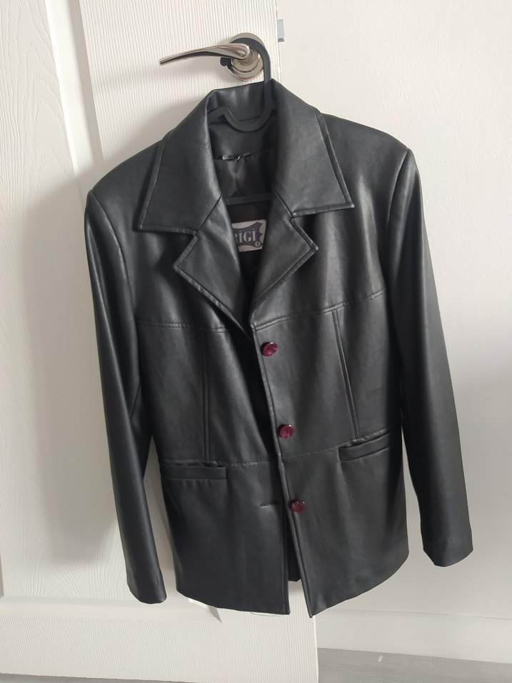 Siyah Orijinal Deri Blazer Ceket - Görsel 2