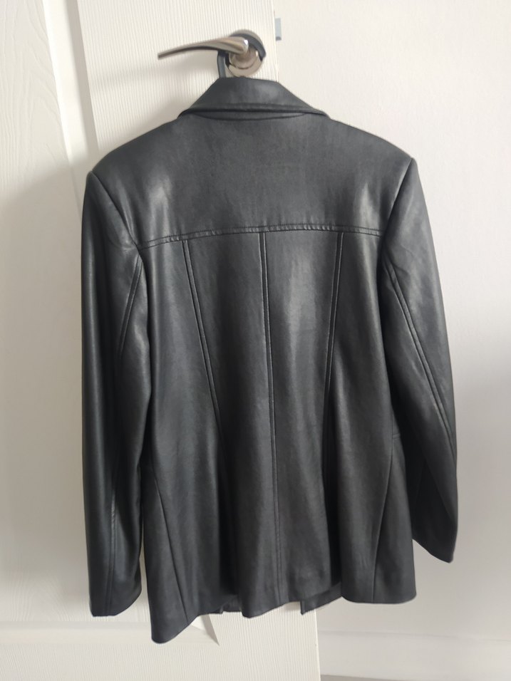Siyah Orijinal Deri Blazer Ceket - Görsel 3