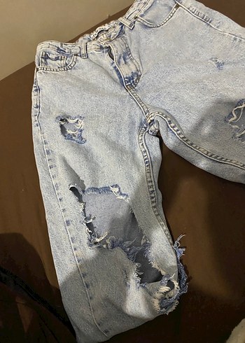 Kadın Gri Renkli Bol Kesim Midi Denim Pantolon - Görsel 2