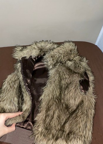 Kahverengi Kürklü Kadın Yelek - Görsel 2