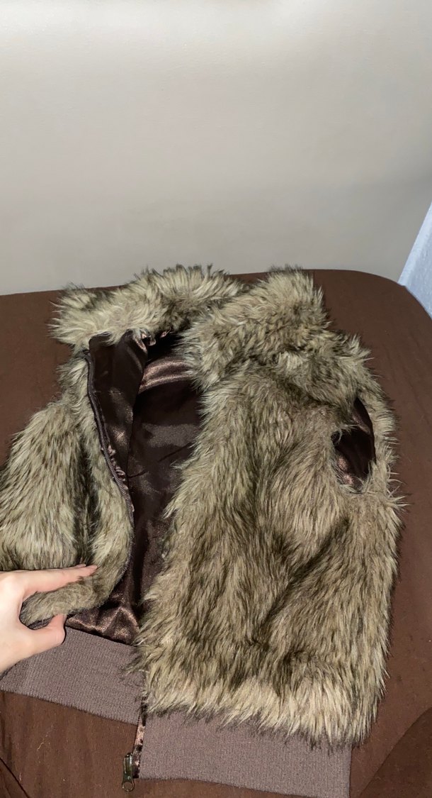 Kahverengi Kürklü Kadın Yelek - Görsel 2