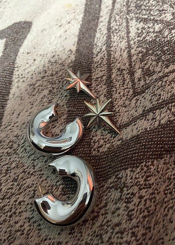 Gri Mini Kemerli Vintage Küpeler - Görsel 2