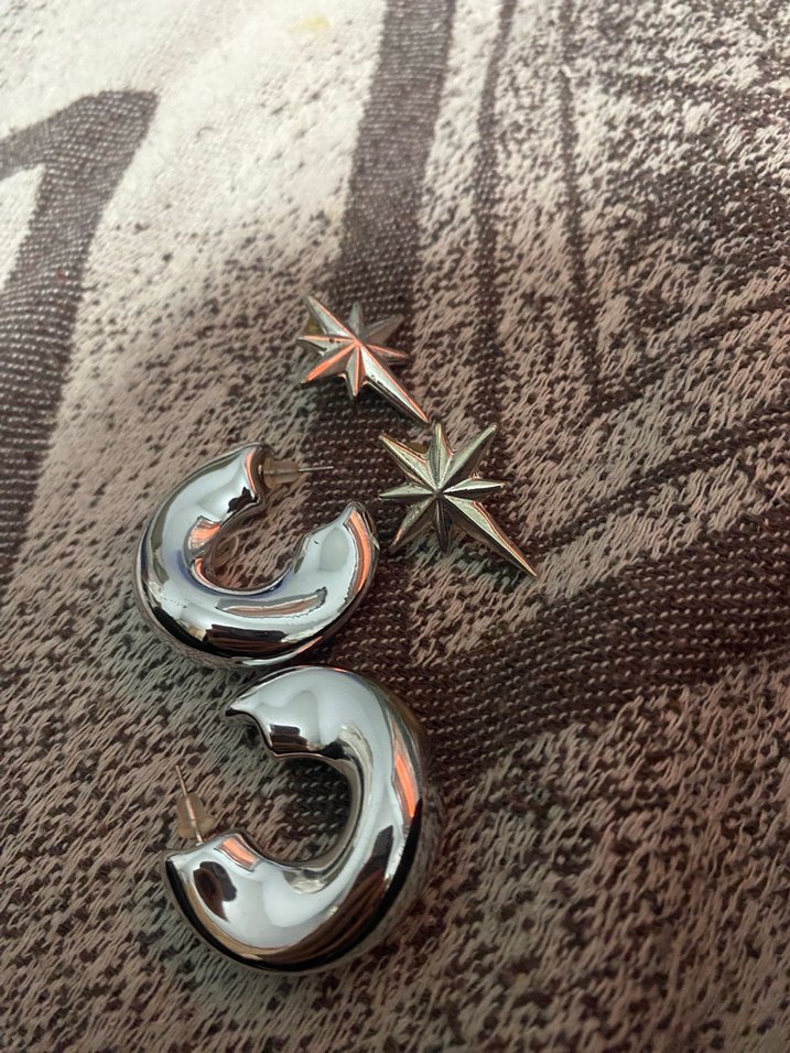 Gri Mini Kemerli Vintage Küpeler - Görsel 2