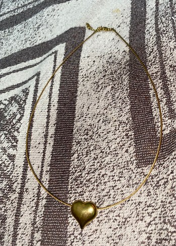 Altın Renk Kalp Uçlu Boncuklu Kolye - Görsel 2