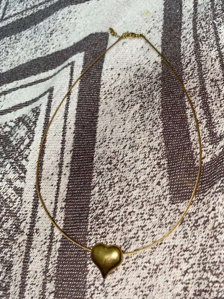 Altın Renk Kalp Uçlu Boncuklu Kolye - Görsel 2