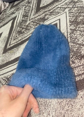 Mavi Örgü Kadın Bere - Görsel 2