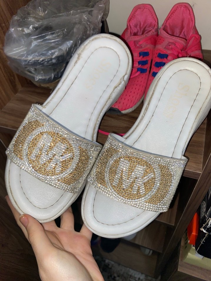 Beyaz Payetli Platform Topuklu Kadın Terlik - Görsel 2