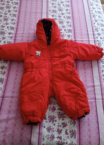 Kız Bebek Kapüşonlu Kırmızı Tulum - Görsel 3