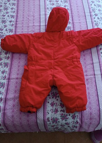 Kız Bebek Kapüşonlu Kırmızı Tulum - Görsel 4