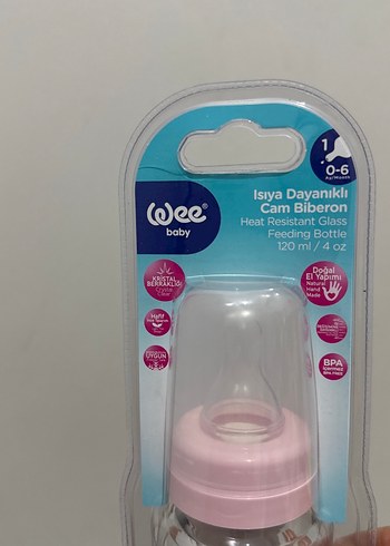 Isıya Dayanıklı Pembe Cam Bebek Biberonu 120 ml - Görsel 3